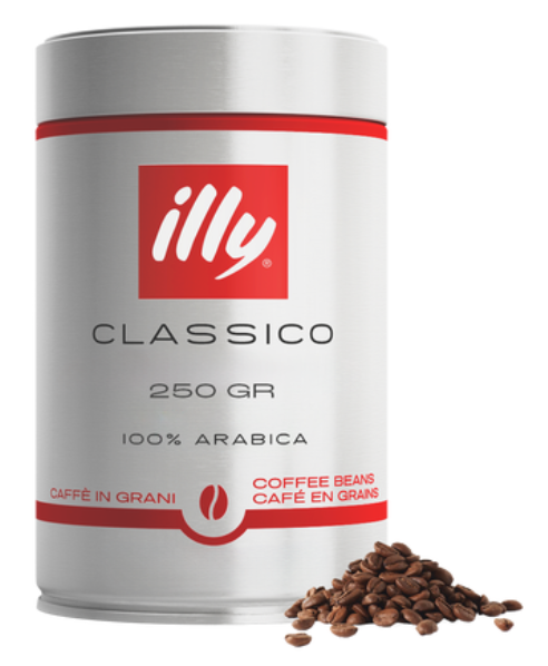 Boîte de 3 kg de grains de café Illy espresso classico torréfiés classiques, 250 g.