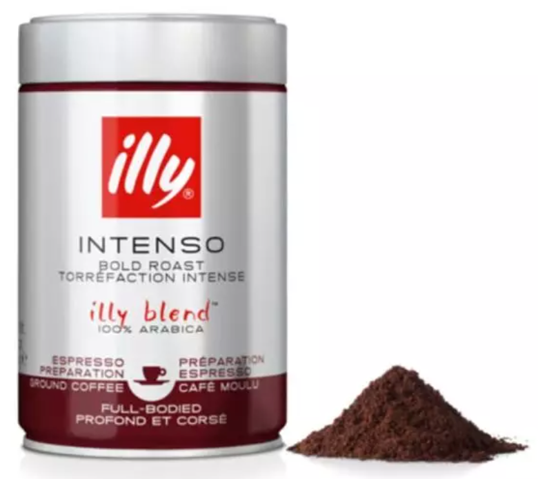 Boîte de 3 kg de café moulu Illy espresso intenso bold roast 250 g.