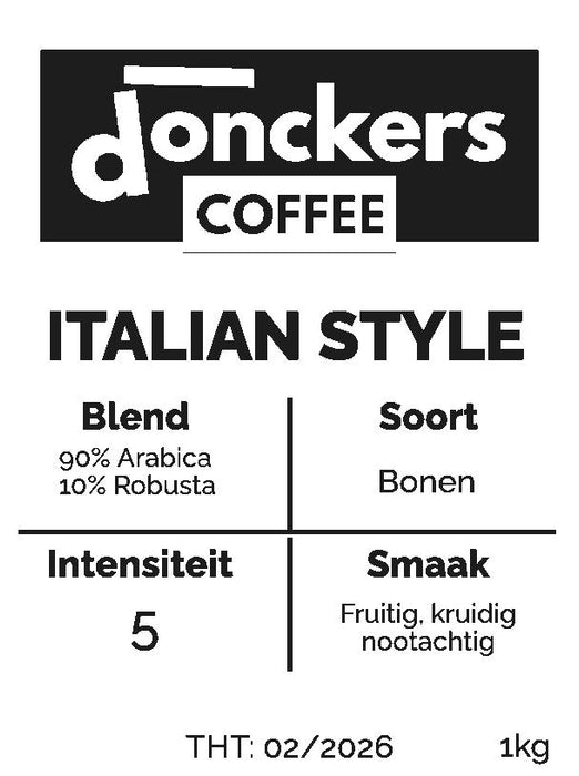 1kg Donckers Coffee Italian Style Beans (1kg bags)