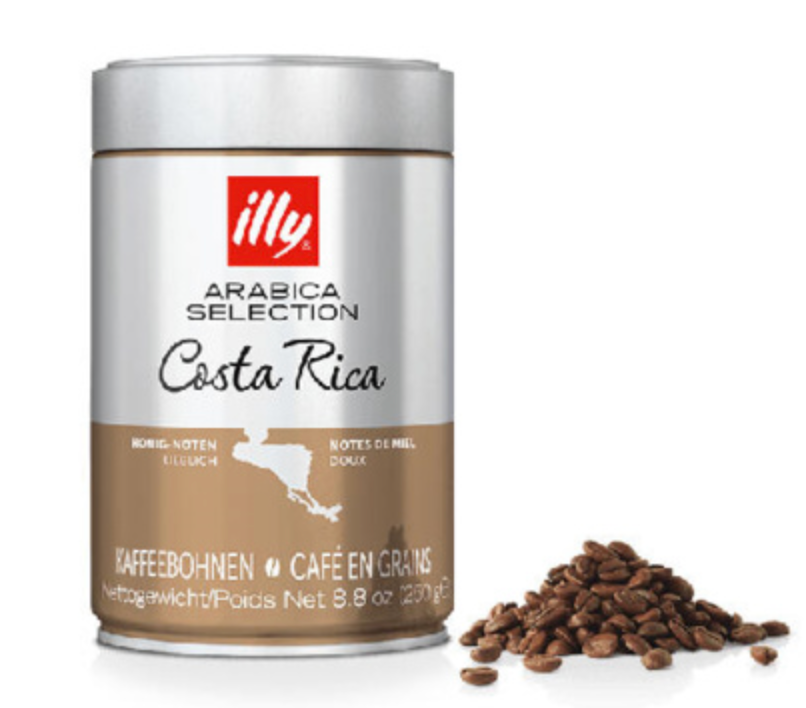 3kg Illy arabica selection Costa Rica beans tin 250 gr.