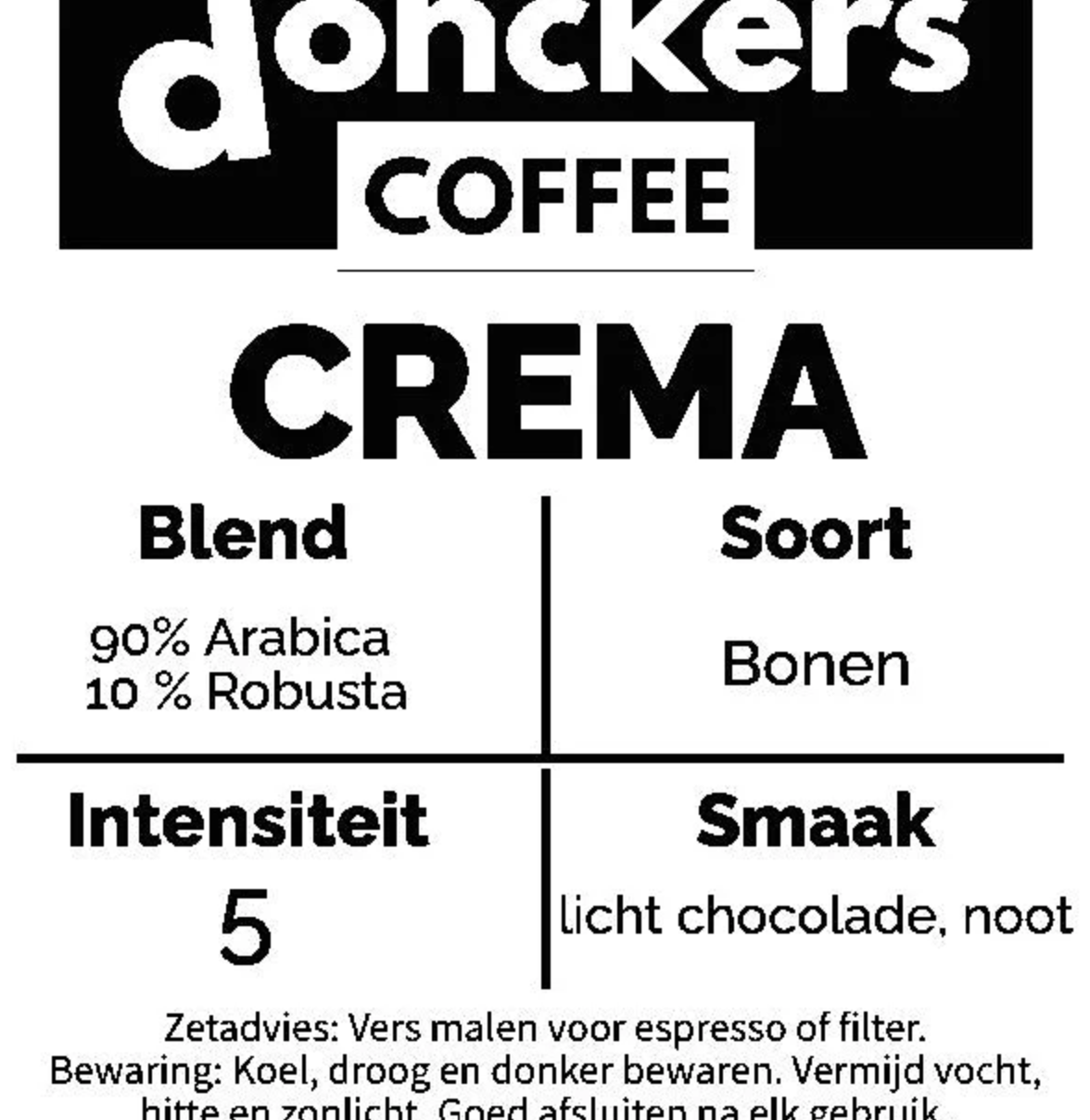 1 kg Donckers Koffie Crema Bonen (1kg zakken)